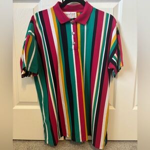 Carolina Casual Green & Pink Striped Polo Shirt